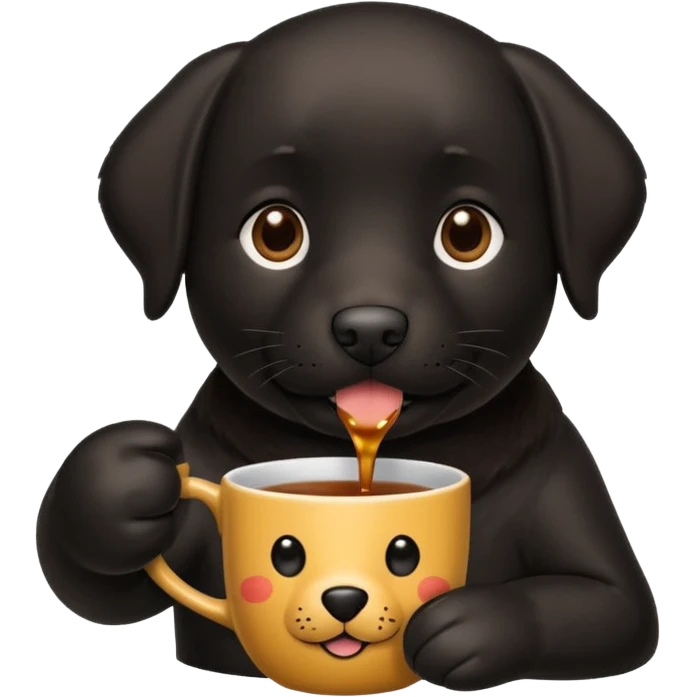 Cup of Tea cake black Labrador  emoji