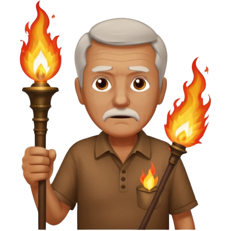 brown shirt old man The torchbearer emoji