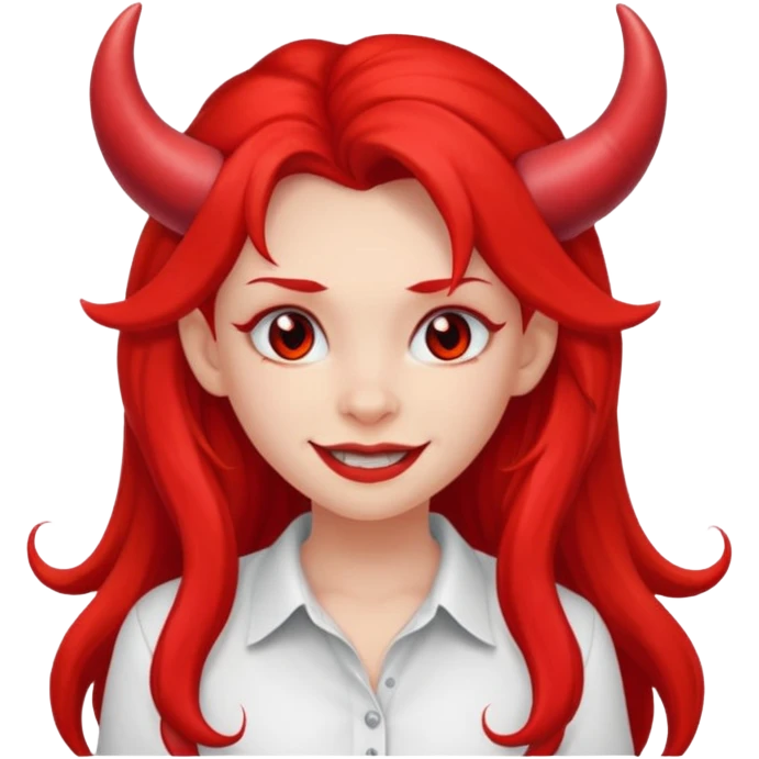 a long-haired red devil girl with shirt emoji