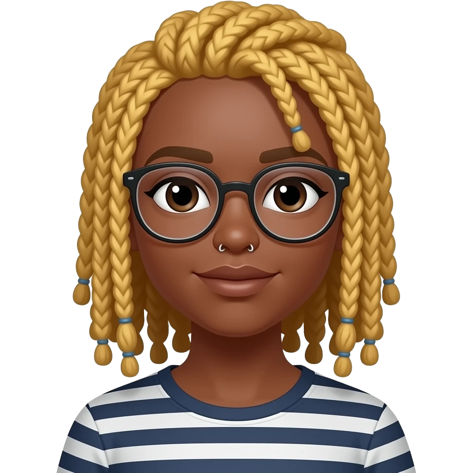 Black girl with blonde locs and eyeglasses and nose piercings emoji