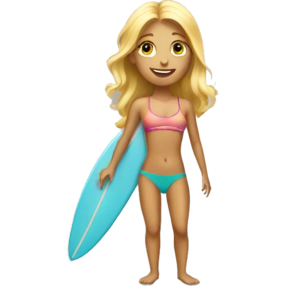 Blonde surfer girl emoji