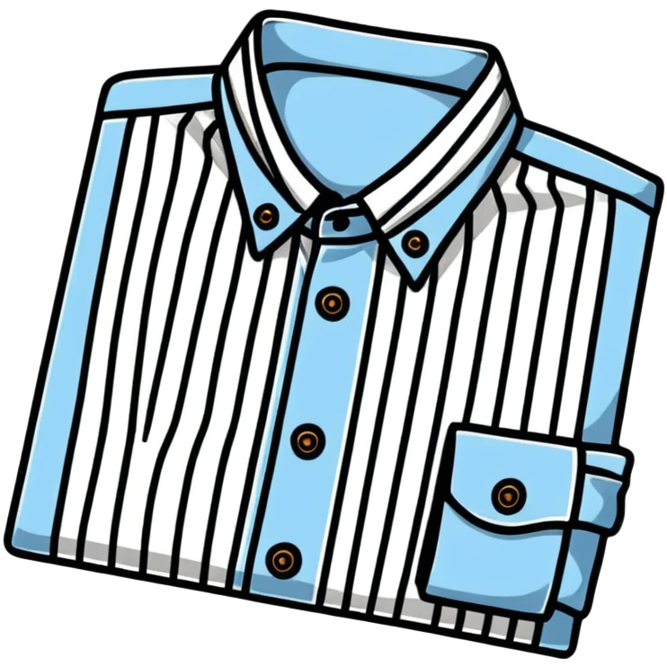 light blue and white vertically striped button down shirt, isolated emoji