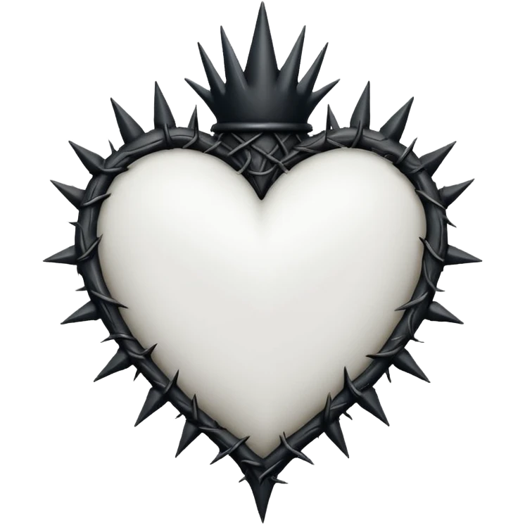 white goth heart with black thorns, dramatic emoji