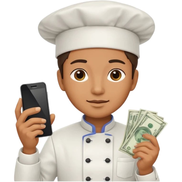 chef holding money and phone emoji