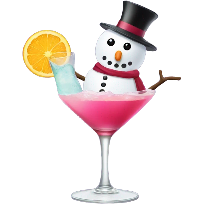 Snowman drinking a cosmo emoji