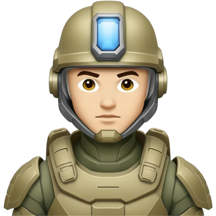 male Halo Spartan super-soldier with nomadic gear and survival equipment emoji