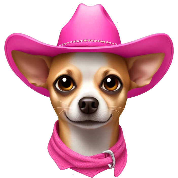 chihuahua in a pink cowboy hat emoji