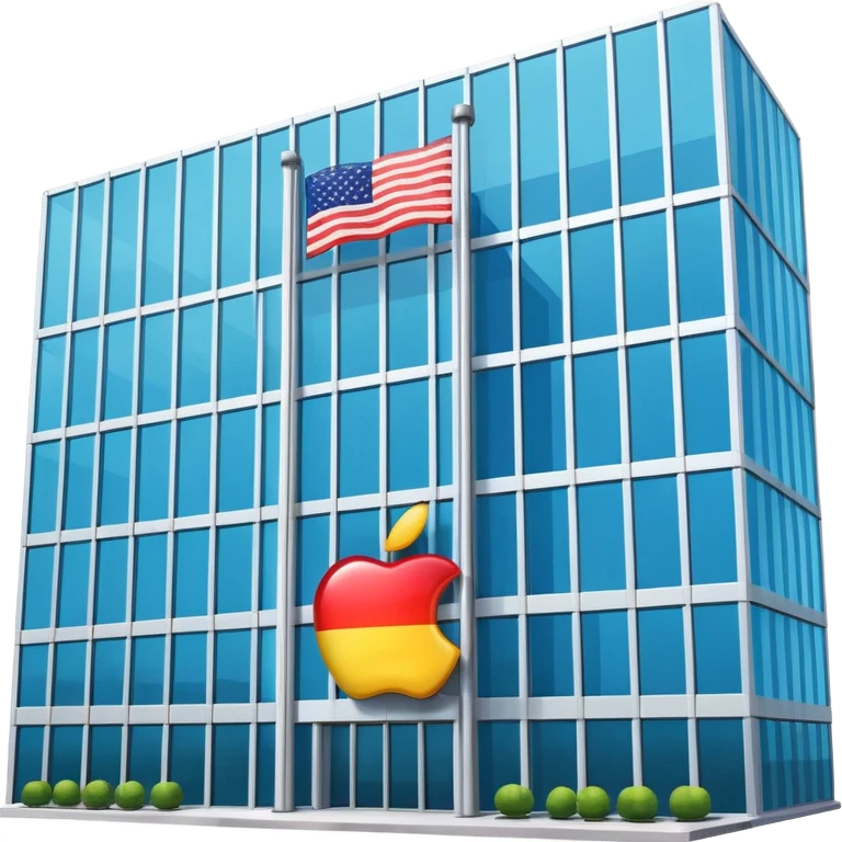 building with a flag on top, apple emoji style, company headquarters emoji