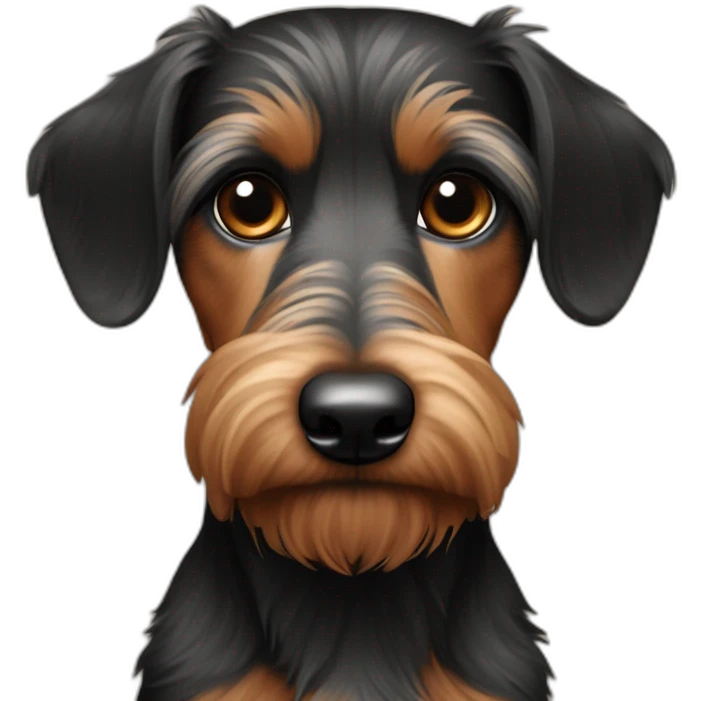 A wire-haired daschaund dog black and brown emoji