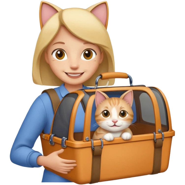 Walker + cat in carrier, Pet Walkers. emoji