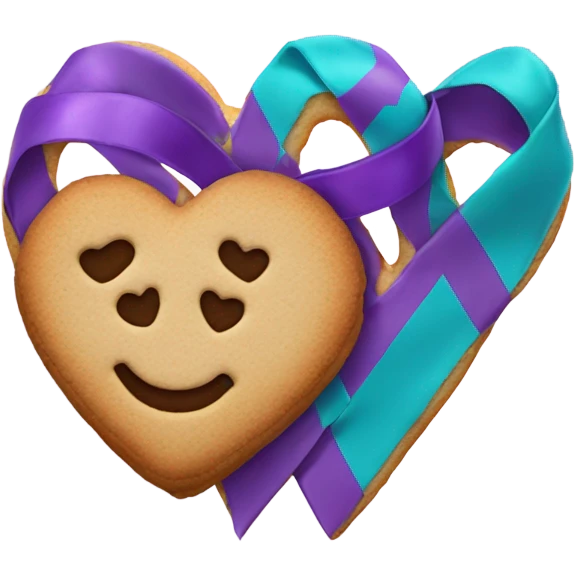 Purple teal Suicide awareness ribbon, heart cookie emoji