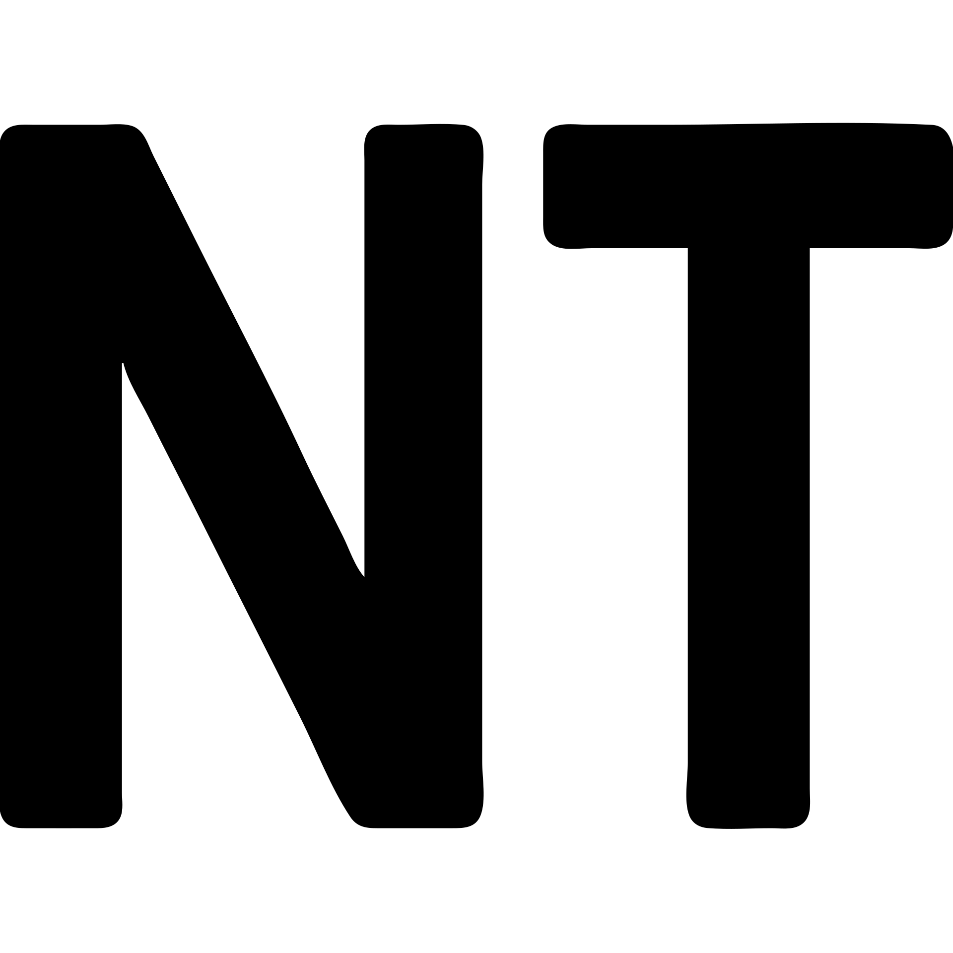 letters NT in a clean, modern icon style, simple and bold, suitable for an app icon emoji
