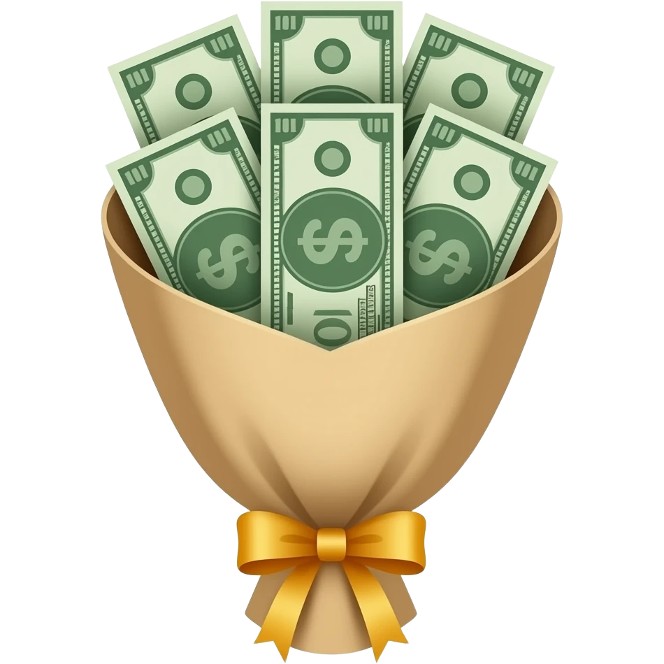 Деньги в букете emoji