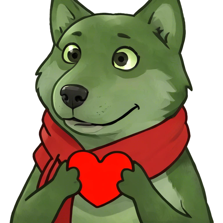 Husky holding heart emoji