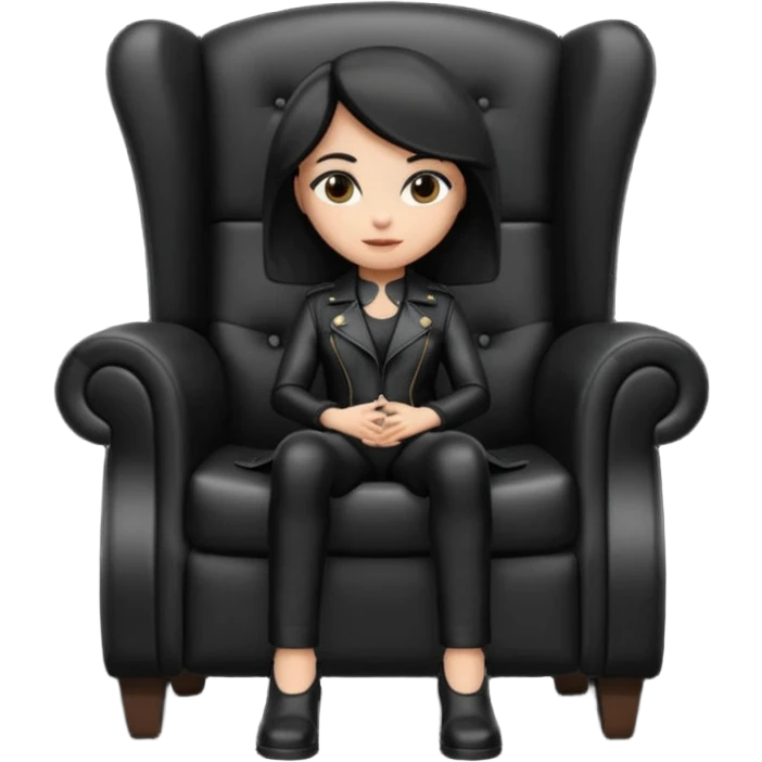 Matrix trinity black leather full body sit on a leather armchair emoji