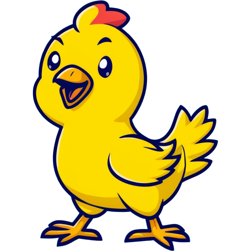 shouting yellow chicken with a funny expression emoji