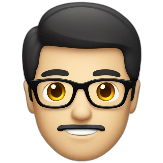 short beard man glasses nerd pixel with black hair and short head hair emoji