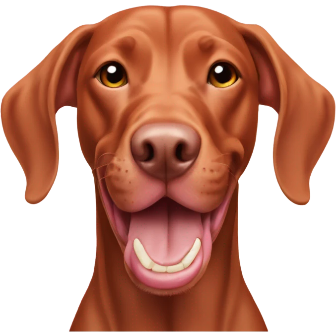 Pink nosed Vizsla showing teeth  emoji