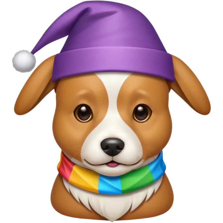 Dog in new yaer hat wrapped paper new yaer  emoji
