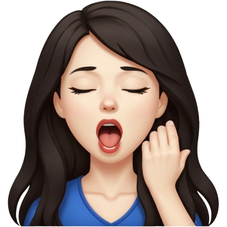 yawning dark long hair woman emoji