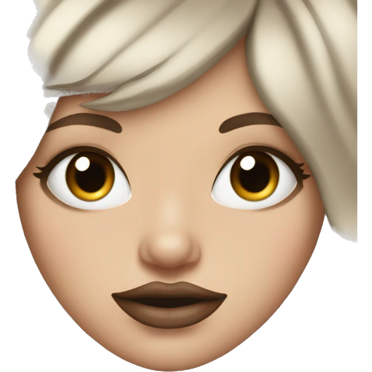 Brunette white girl with big lips and lashes emoji