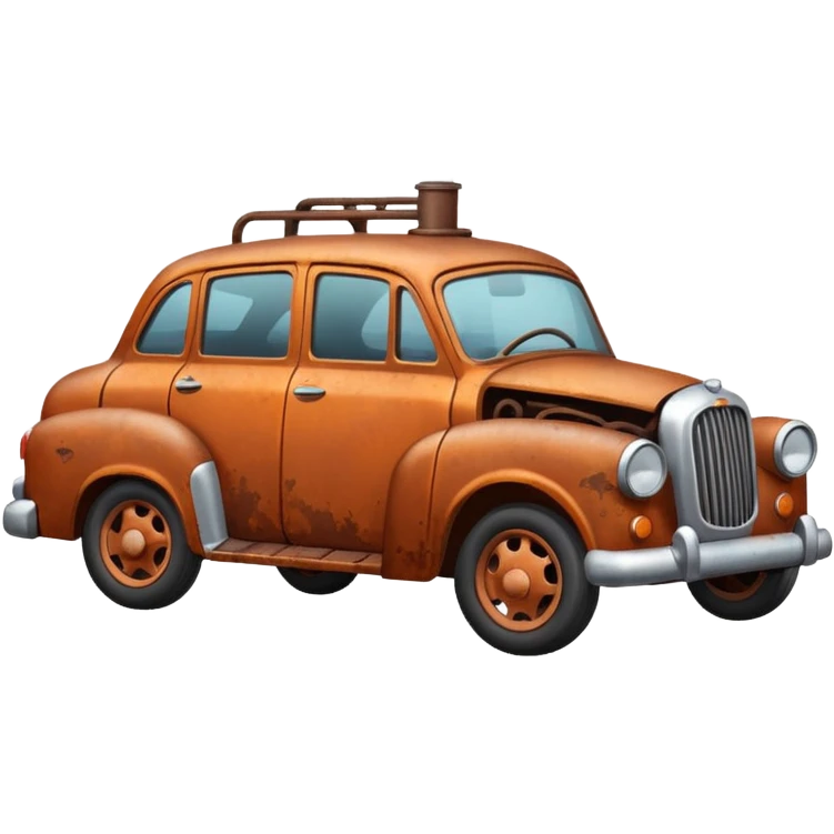 a broken car with steam coming from below the bonnet side view emoji