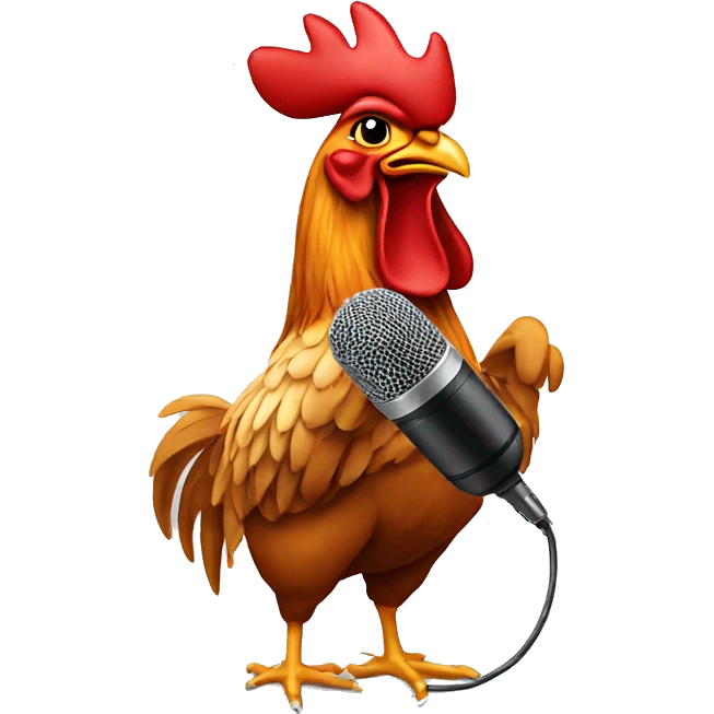 Rooster with microphone emoji