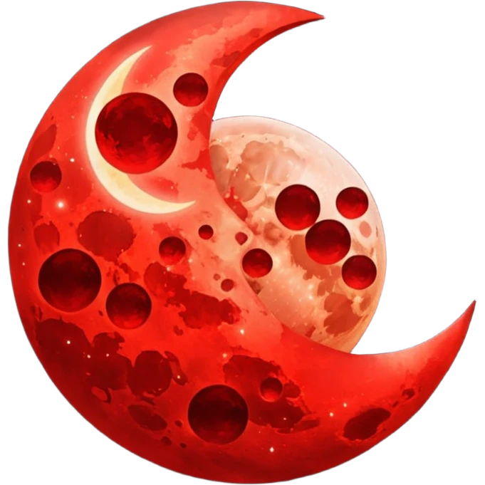 glitter red blood moon crescente emoji