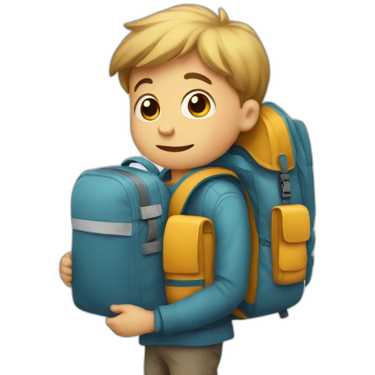 A child with a very heavy schoolbag emoji