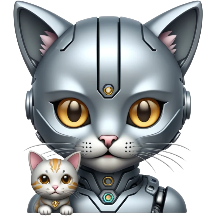 Cyborg with tiny cat emoji