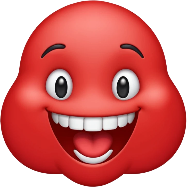 Make the siley emoji to be red and drooly. Make it look realistic emoji