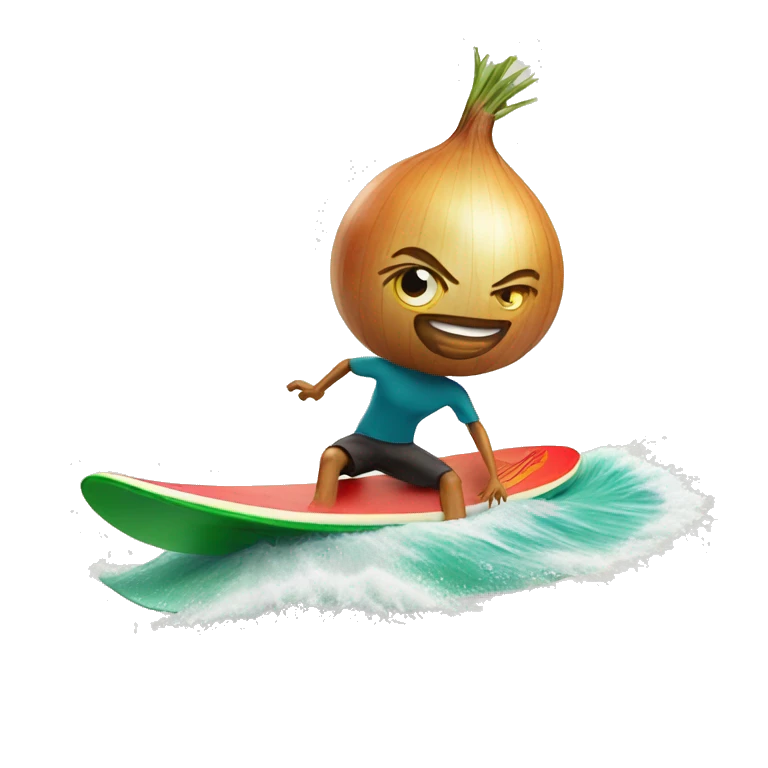 Onion riding a surf board emoji