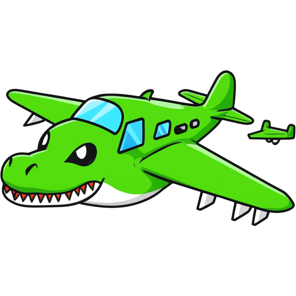 Crocodile bomber plane with sharp teeth emoji