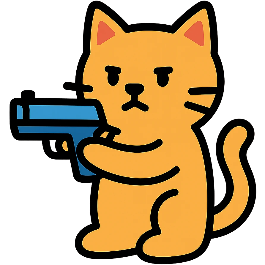 cat holding a gun colored icon emoji