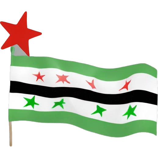 syrian opposition flag, top is free, middle is white with 3 red stars, bottom is black emoji