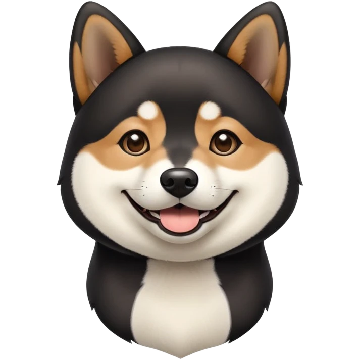 cute black Shiba Inu dog with happy expression emoji