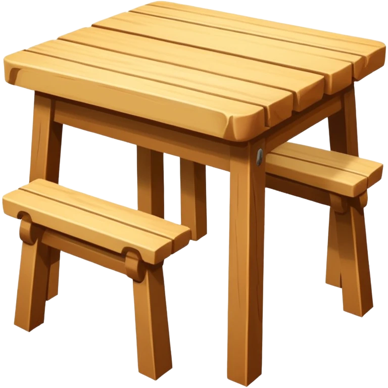 mesa alta color madera natural con bancas altas de color madera natural emoji