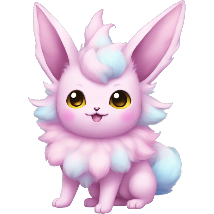Kawaii Pastel Cotton-Candy-Colored Eeveelution-Cute-Pokémon-fusion full body emoji