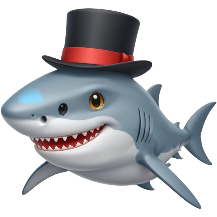 Shark with a top hat emoji