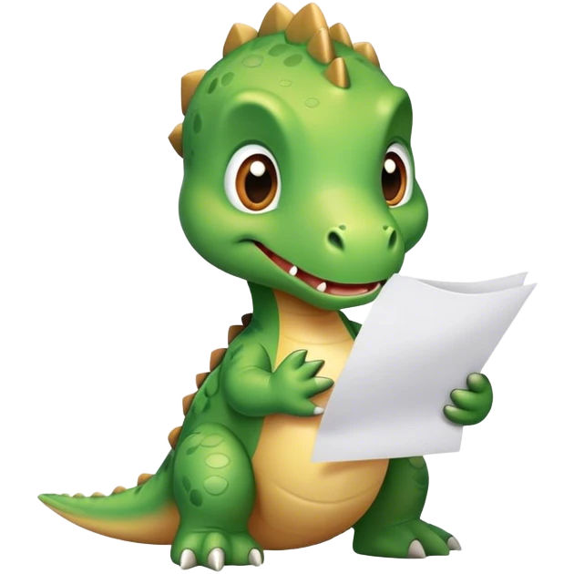baby dinosaur with papers emoji