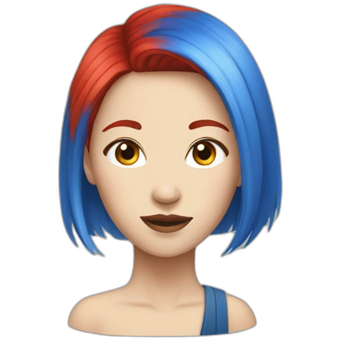 woman Chinese Red and blue hair emoji