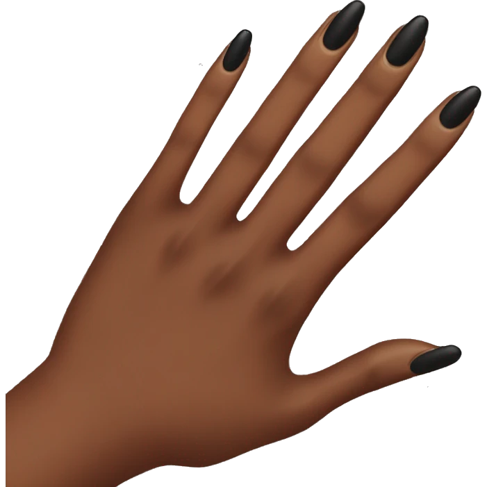 Brown skin hand with black nails emoji