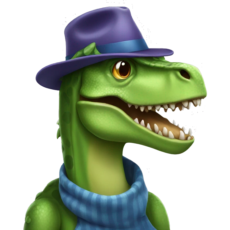 Dinosaur with a hat emoji