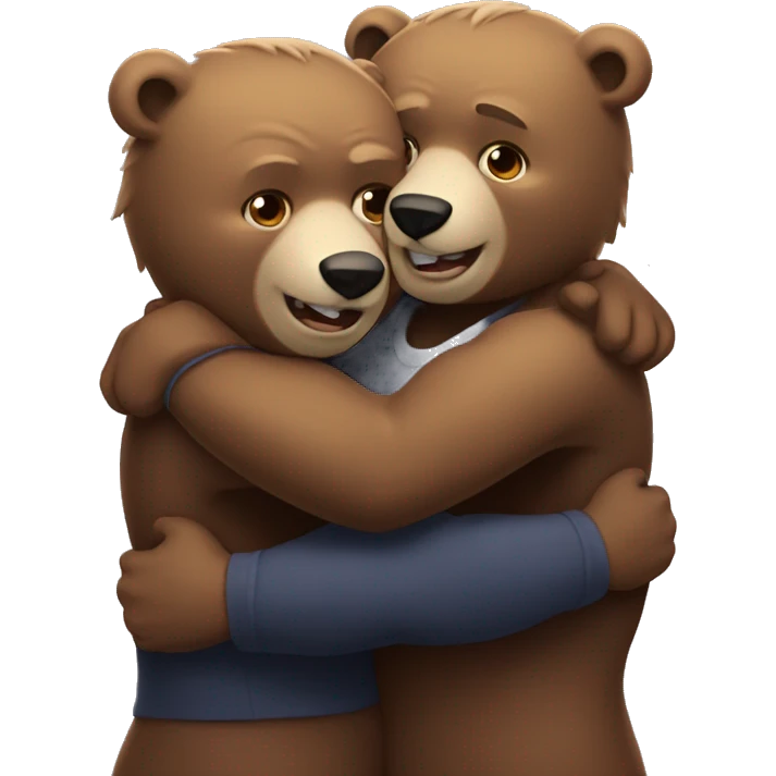 two strong bears hug emoji