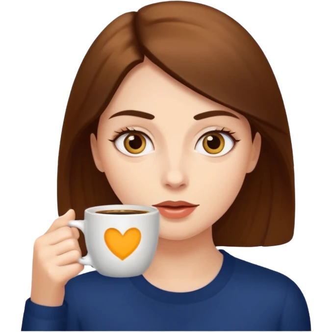 Woman drinking coffee and The edges of the eyes are wide open. emoji