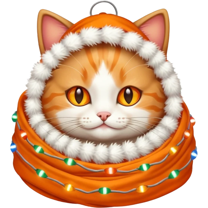 cat wrapped up in christmas lights emoji