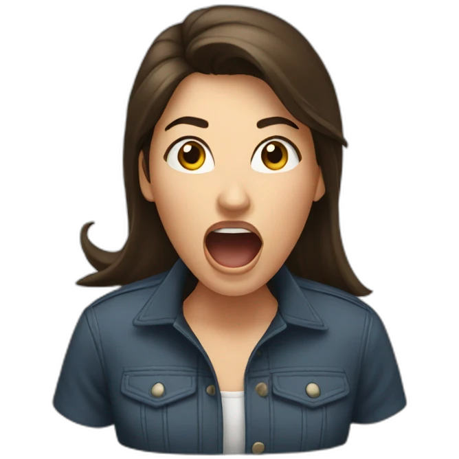 Brunette girl shouting loud emoji