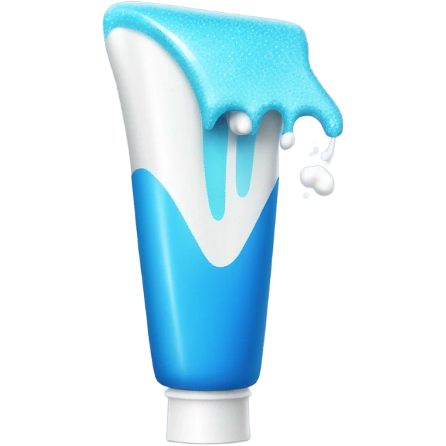 blue and white sparkly toothpaste being squeezed out emoji