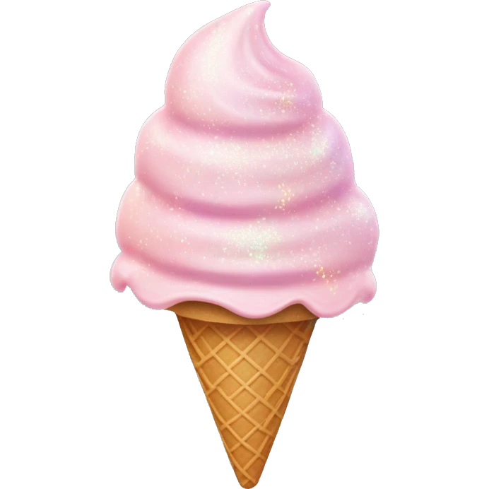Pastel Pink Ice Cream "A pastel pink swirled ice cream cone with glittery sprinkles and a glowing, magical aura that makes the cone appear iridescent." emoji