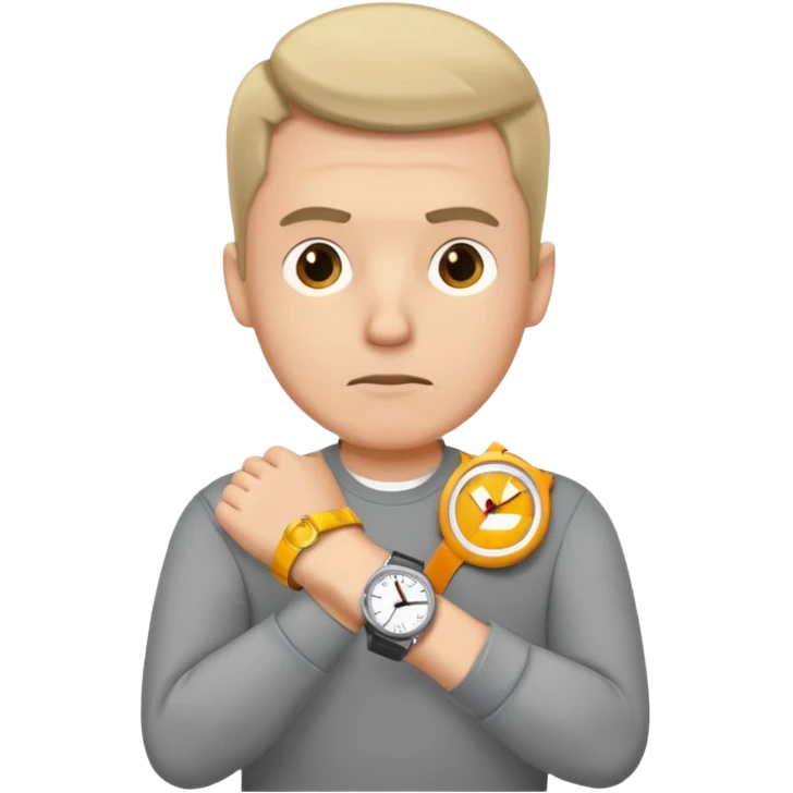 bored man pointing at his watch on his wrist emoji